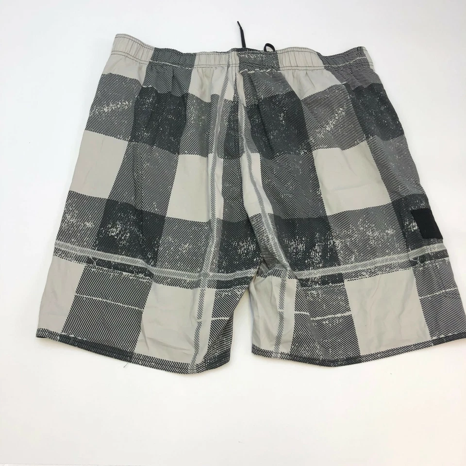 Joe Boxer Swim Shorts Men's Size 2XL XXL Black Tan Plaid Lined Drawstring Waist - Image 3 of 4