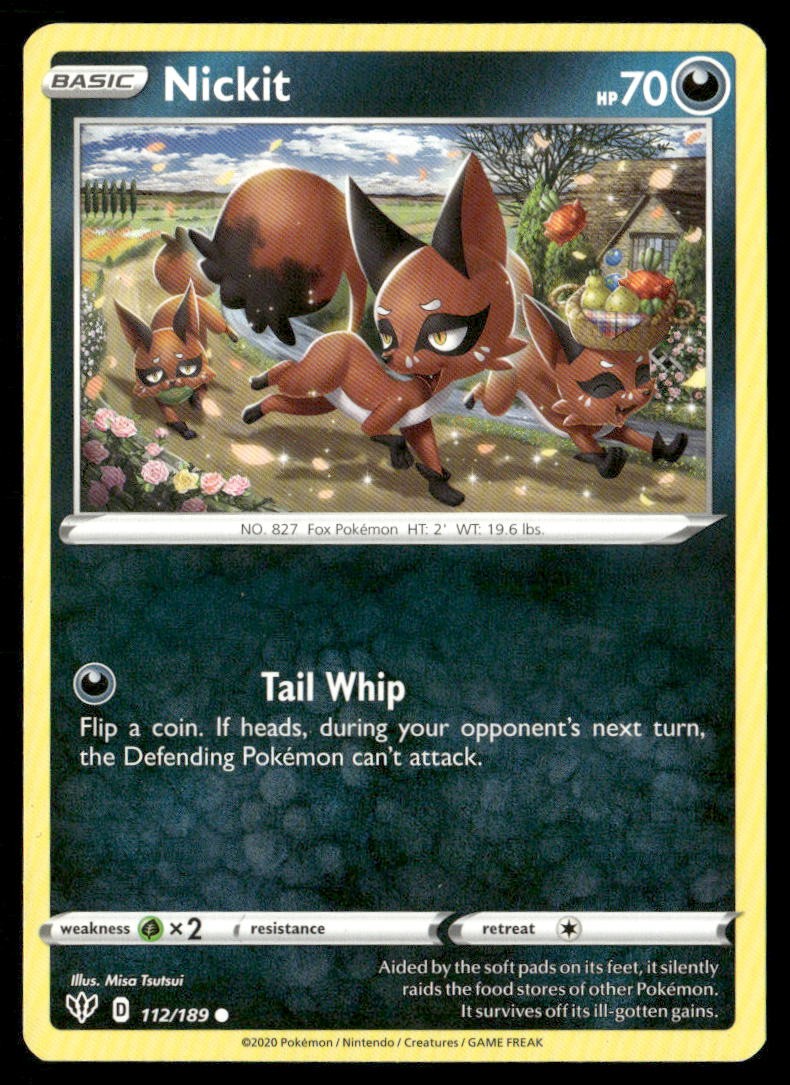 Nickit Darkness Ablaze 112/189 Common Pokemon Near Mint
