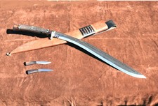 Cuchillo Kukri tradicional largo nepalí hecho a mano - hoja de jarabe Full Tang - de 21"