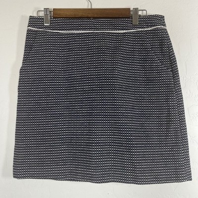 Sandro Studio Womens Navy White Dotted Cotton A-Line Mini Skirt Size 10 Pocket