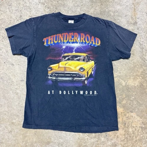 90s Dolly Parton Dollywood Thunder Road T-Shirt Blac 1990s vintage concert t-shirt, vintage, size L, single stitch, B+ condition