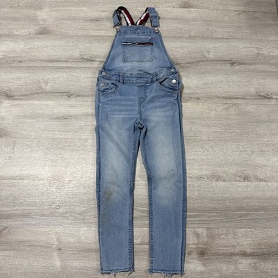Tommy Hilfiger Denim Overalls Girls 6X Light Wash Adjustable Straps Raw Hem Jean