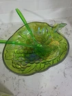 Vintage Iridescent Lime Carnival Glass Salad Bowl Set In Original Box.