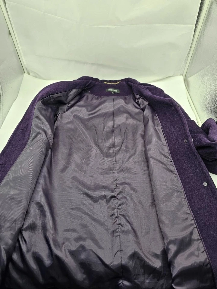 Ellen Tracy Deep Purple Wool Angora Blend Shawl Collar Coat Jacket Size 12 Fall - Image 4 of 4