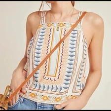 Anthropologie Islander Embroidered Top Size 6