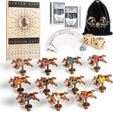 New Metal Horses Horse Race Board Game with 11 Metal Horses, 2 dice and 2 Box...