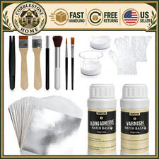 100 Silver Leaf Sheets Gilding Adhesive Kit - Complete Crafting Set