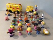 Fisher Price Little People Lot Of 34 Figures Light Up Bus  Vehicle  Duplicates