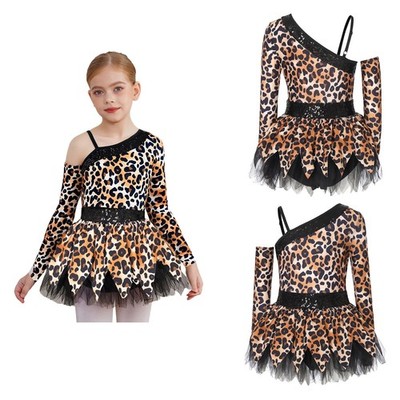 Kids Girls Dress Clothes Costume Tribal Skirts Stage Print Right Cave Carnival