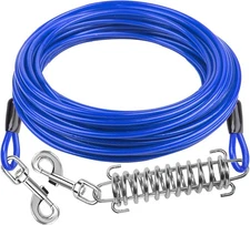 Dog Tie Out Cable Dog Runner Cable with Swivel Hook and Shock Spring Dog Runn...