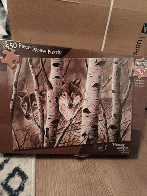 Master Pieces 550 Piece Puzzle Called Fleeting Glimpse Wolf by David Wenzel