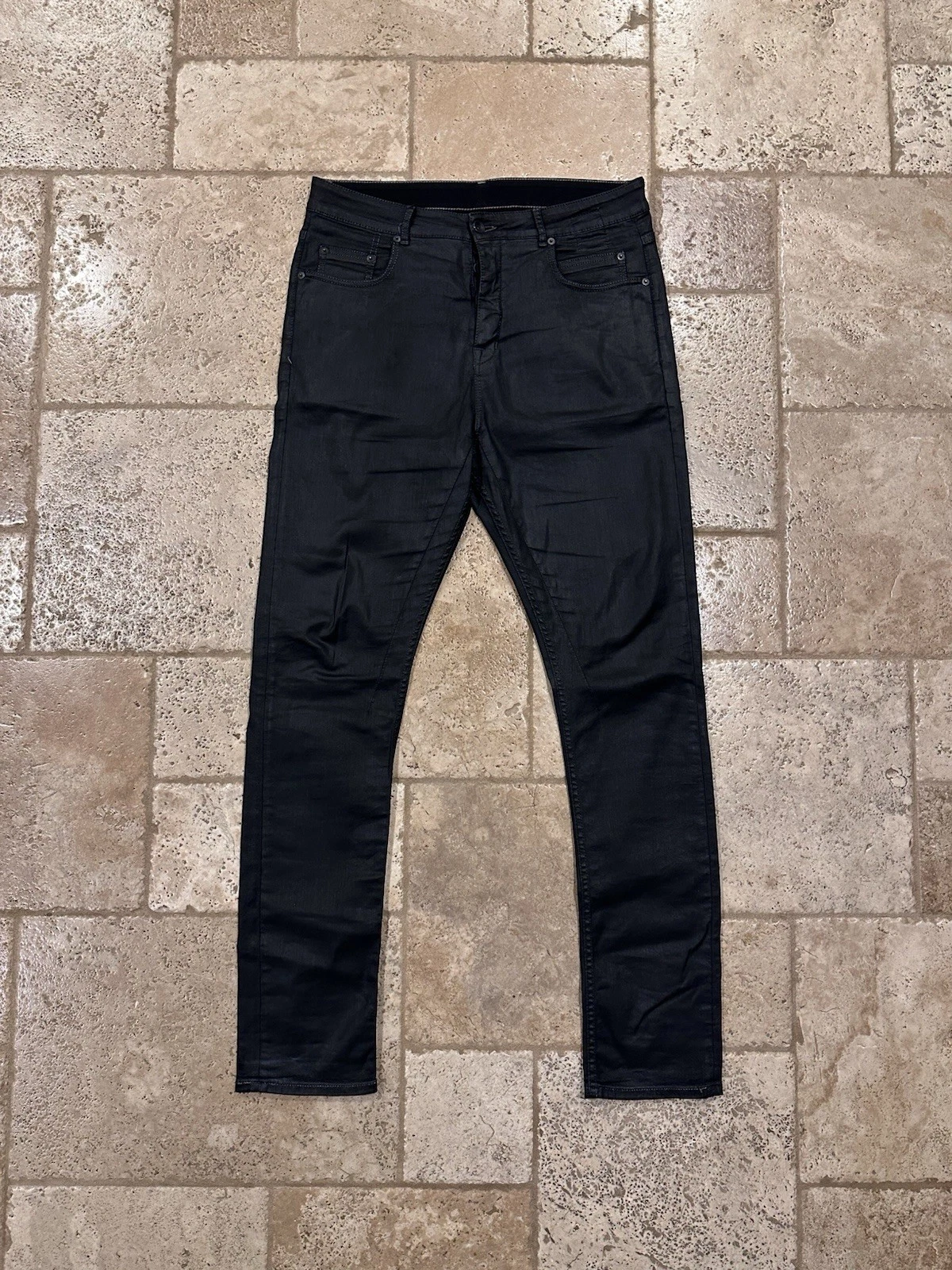 Jeans denim Rick Owens Drkshdw nero cera taglio Detroit