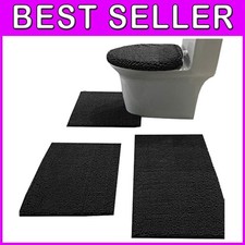 Plush Bathroom Rug Set with Toilet Lid Cover