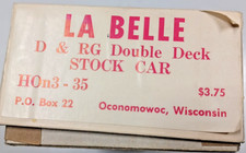 Vintage HOn3 La Belle Kit - D & RG Double Deck Stock Car NOS Kit 35 OB Unbuilt
