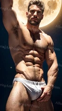 Male Model Photo Print Muscular Handsome Shirtless Hunk Abs -U121