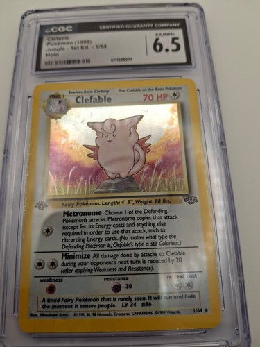 Clefable (1st Edition) graded CGC 6.5 for sale on eBay