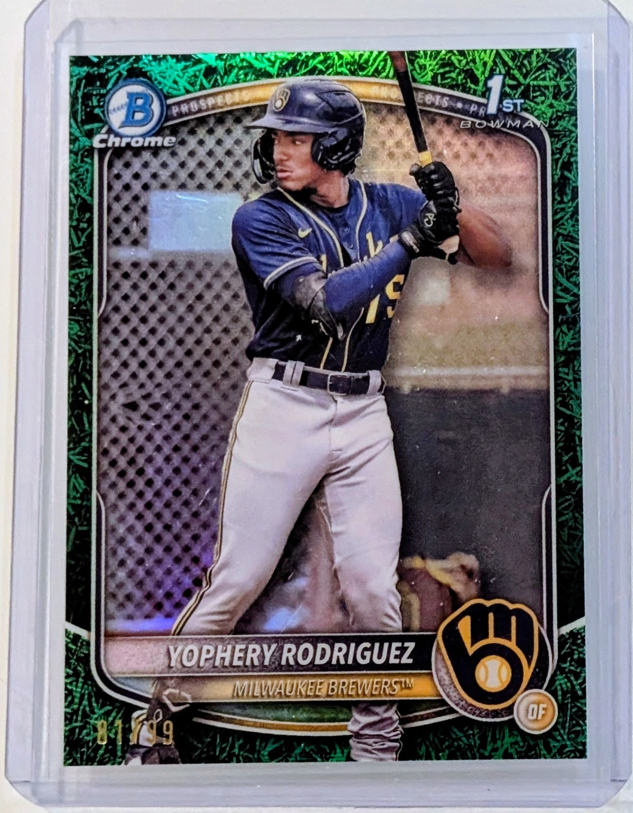 🔥2025 Bowman Chrome - Yophery Rodriguez 1st Bowman Green Grass Refractor /99