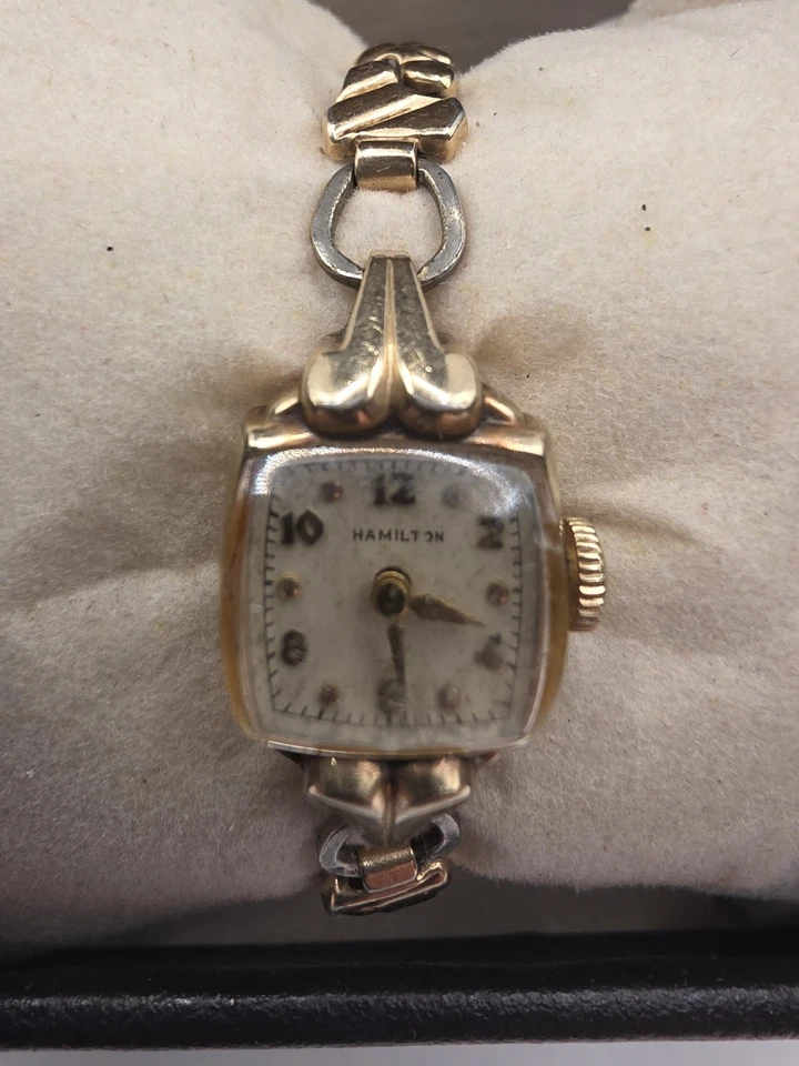 Reloj Hamilton vintage para mujer relleno de oro 10K Foto 3 de 4