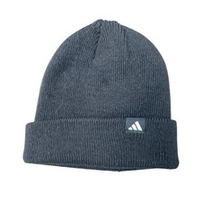 Adidas Men's Black Knit Beanie Hat With Logo Patch 100 Acrylic e1524