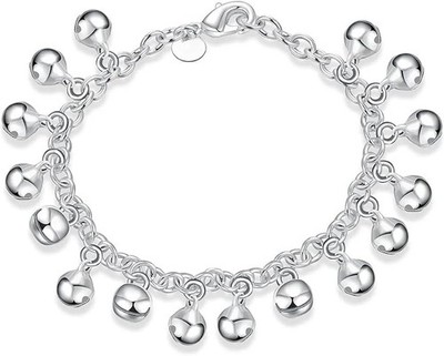 New 925 Sterling Silver Adjustable Bells Chain Bracelet/Anklet Sounds Bead Chain