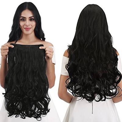  18'' 1-Pack 3/4 Full Head Curly Wavy Clips in 18 Inch (Pack of 1) Natural Black