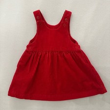 Vintage Carter's Red Corduroy Dress Button Straps Baby Toddler 12M
