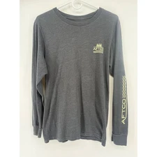AFTCO Fishing Long Sleeve T Shirt Mens Gray Graphic Tee Outdoors Size Small