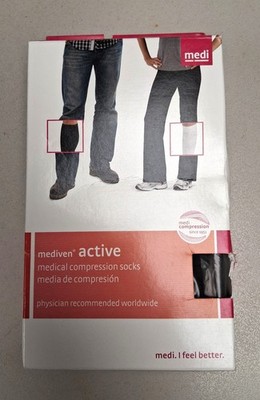 MEDIVEN ACTIVE Knee-High 20-30mmHg Size 5 Closed Toe Compression Stocking BLACK