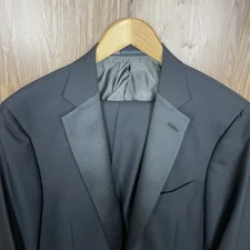 Hart Schaffner Marx 2 Piece Tuxedo Suit Mens 44R 38x30 Black Solid Double Vented