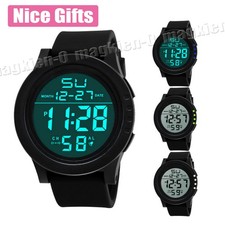 Mens Digital Sport Watch LED Backlight Men Wrist Watch Stopwatch Gift~