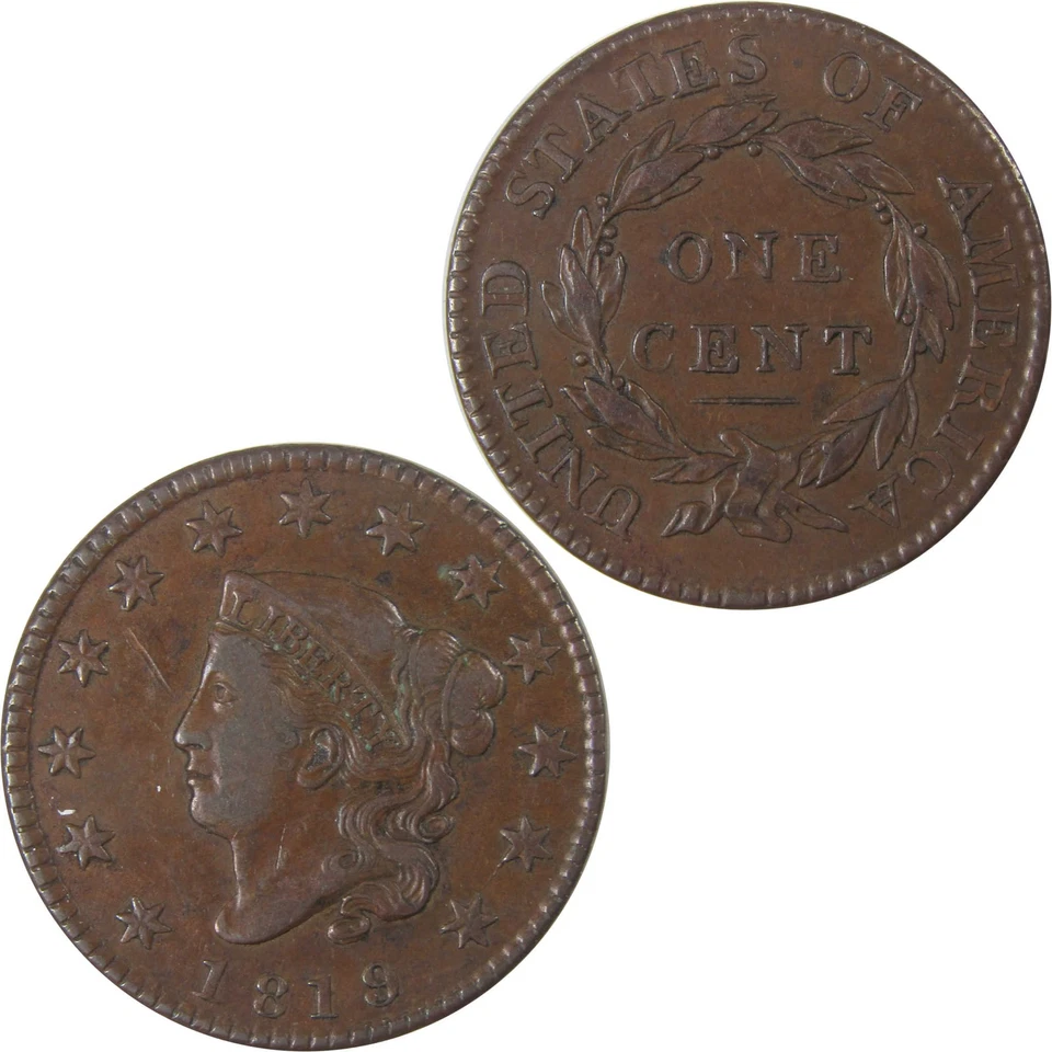 1819 Small Date Coronet Head Large Cent XF Extremely Fine SKU:I18000 - Image 4 of 4