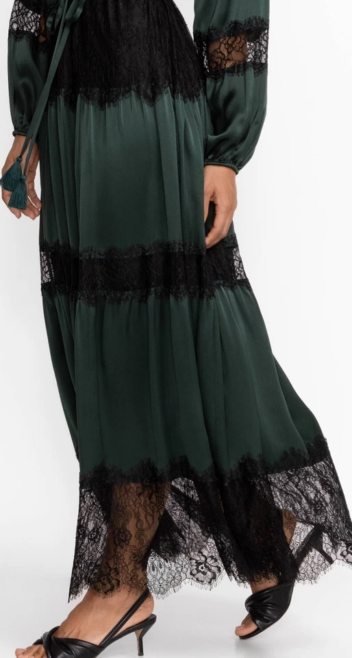 Maxi Vestido Johnny Was $645 Seda Medianoche en Verde Esmeralda, Talla XS Foto 4 de 4