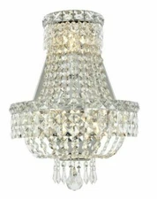 Crystal Wall Sconce 3 Light Fixture Dining Room Hallway Bedroom or Bathroom 17"