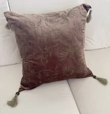 PILLOW COVER WITH A TWIST OF SOPHISTICATION~BROWN VELVETY W/ GOLD DESIGN~21 X 21