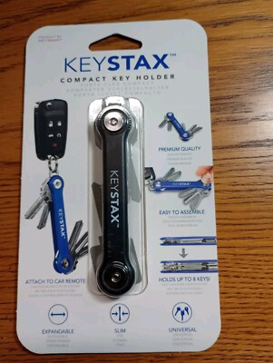 KeyStax - Aluminum Compact Key Holder and Keychain Organizer - Black
