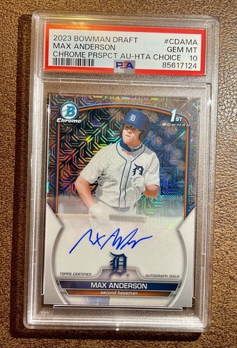Max Anderson 2023 Bowman Draft Mojo Auto PSA 10 82/150 1st Bowman Tigers POP 5