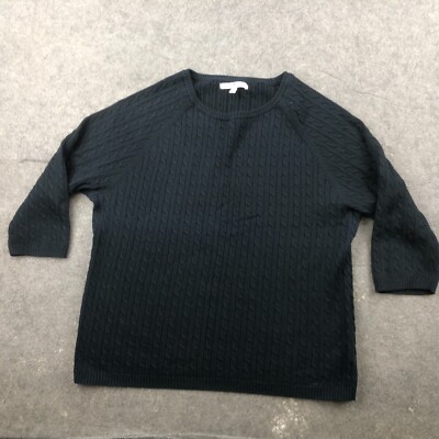 Tommy Hilfiger Sweater Womens 1X Plus Black Casual Cable Knit