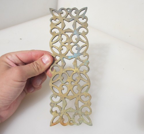 Victorian Brass Pierced Finger Plate Push Door Handle Antique Old Vintage - Picture 14 of 17