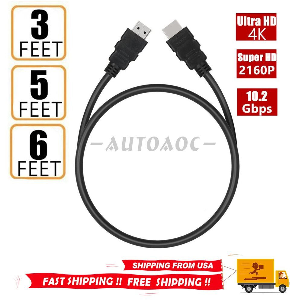 HDMI Cable High Speed 1080P HDTV 4K 10.2Gbps 60Hz PS4 3/5/6 feet LOT-image