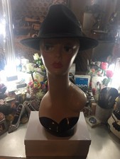 Black Dobbs Type Hat With Feather On Side