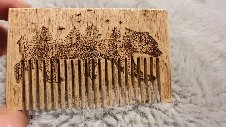 Personalised Wooden Hair Beard Comb Pyrographed  - Image 4 of 4