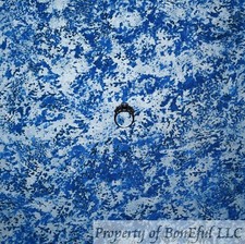 BonEful Fabric FQ Cotton Quilt Blue Tonal White Metallic Sky Cloud Sea Water Dot