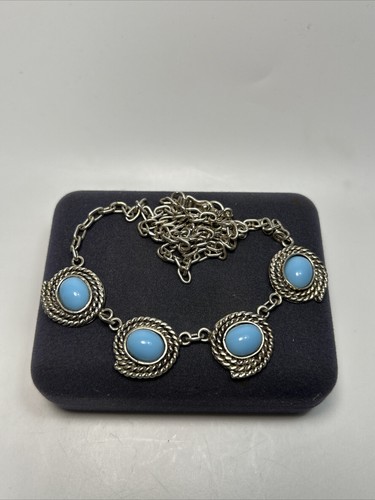 Designer Ximena Damian Peru 950 Sterling Silver Turquoise Twisted Wire Necklace