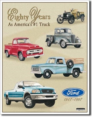 Ford Trucks 80 Years Of Pickup Car Dealer Logo Retro Wall Decor Metal Sign - Picture 3 of 4