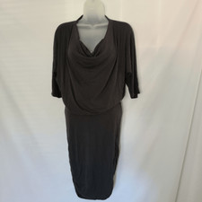 Alice + Olivia Base Black Rayon Draped Mini Dress sz L