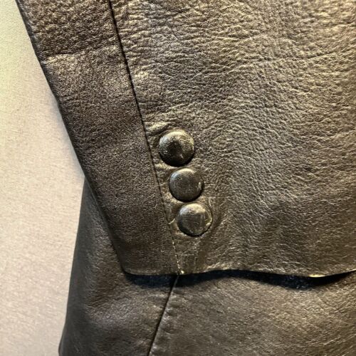 David Benjamin Leather Jacket Women 10 Black Button Double Breasted Coat - Picture 5 of 17