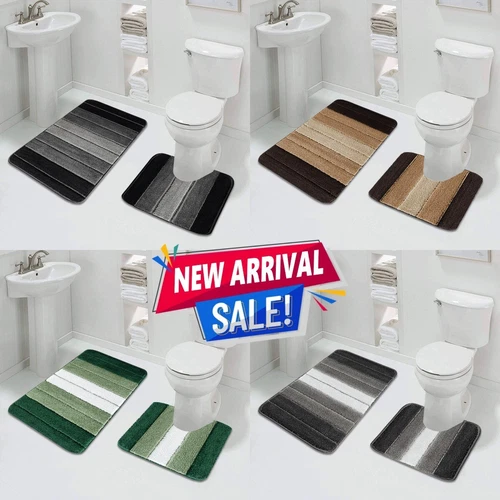 Non Slip Bath Mat Extra Large Bathroom Rug Water Absorbent Toilet Pedestal Mats