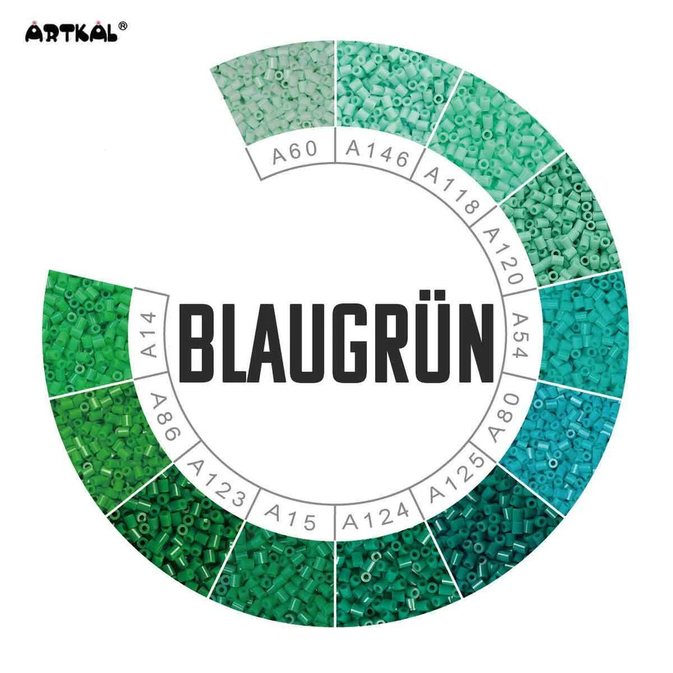 2000 Artkal MINI A 2,6mm Blaugrüntöne 2,6 mm Bügelperlen Beads Steckperlen