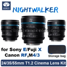 Sirui 24mm 35mm 55mm T1.2 S35 Manual Focus Cinema Lens for E/X/RF/M43 M4/3 mount