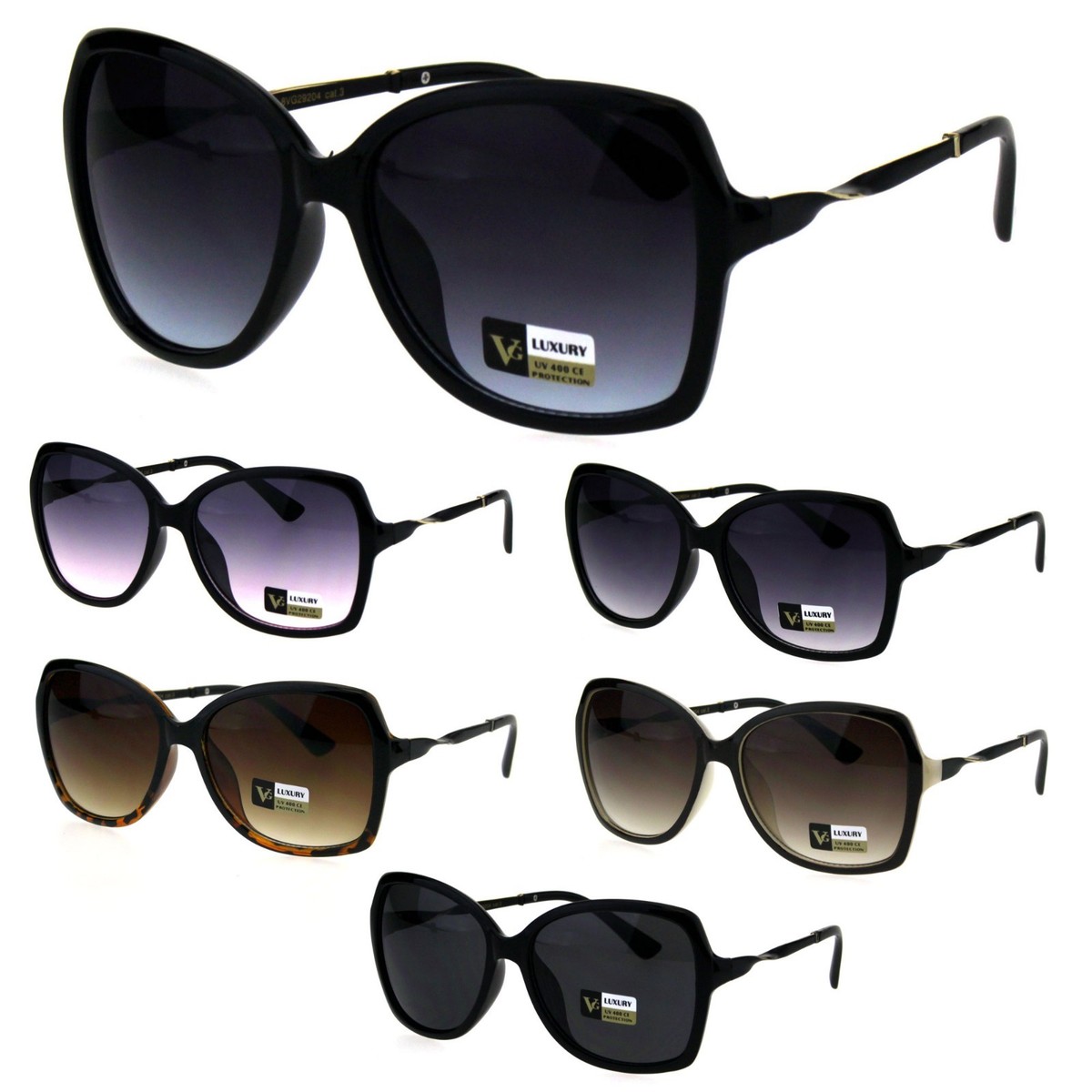 Plastic Butterfly Sunglasses with UV Protection Amazon.com: Color Mirror Plastic Side Shield Oversized  main image 3